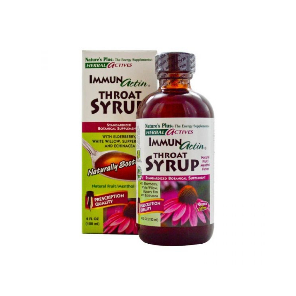 Natures Plus Herbal Actives Immunactin Throat Syrup 